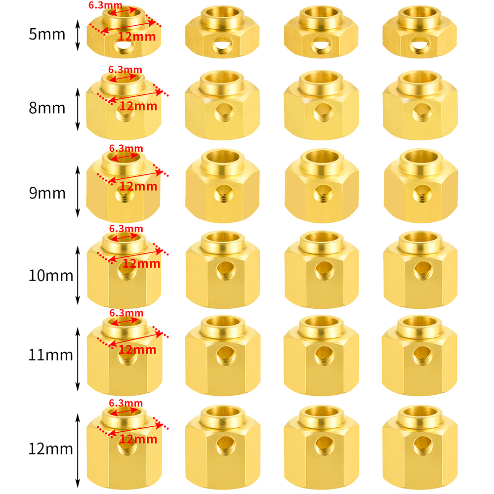YEAHRUN 4PCS Brass 12MM Wheel  – обзор и цена Wheel Hex Adapter